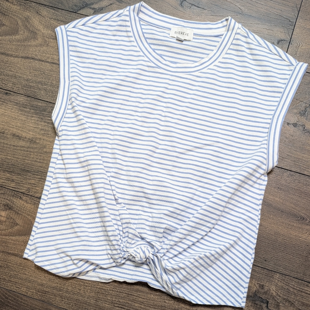 Evereve‎ Blue Striped Top Cotton Size XS